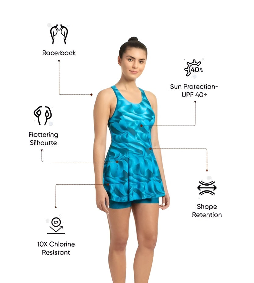 Speedo Women Printed Frock Style Swimwear
