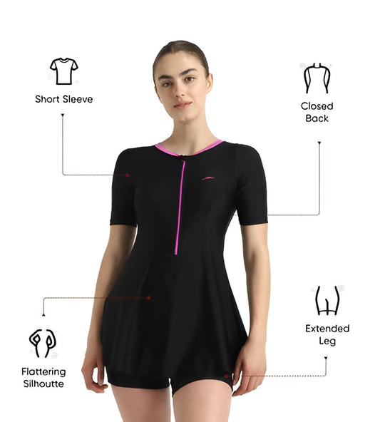 Speedo Women Closedback Sleeved Swimdress With Boyleg