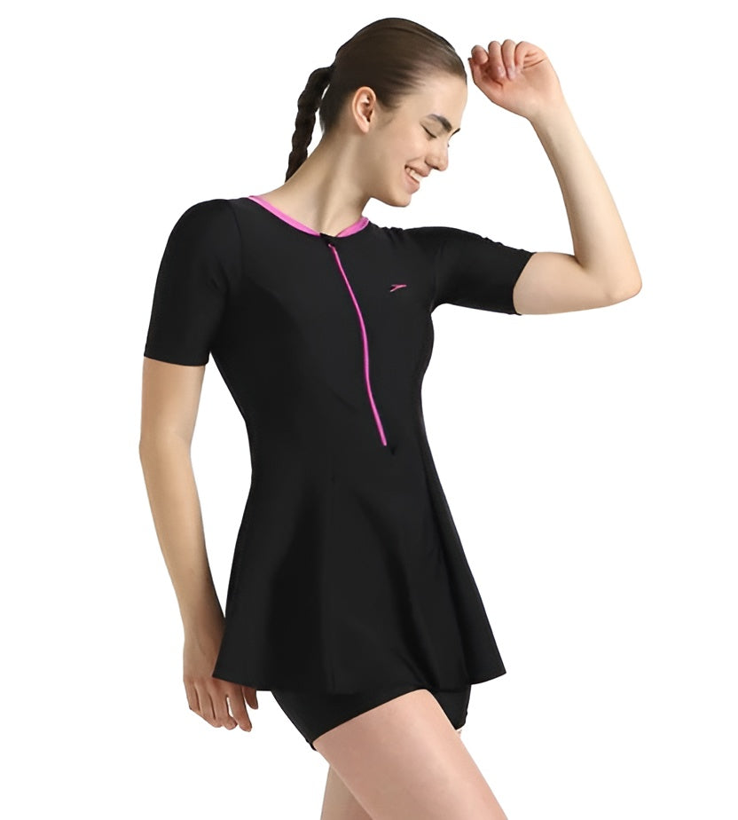 Speedo Women Closedback Sleeved Swimdress With Boyleg