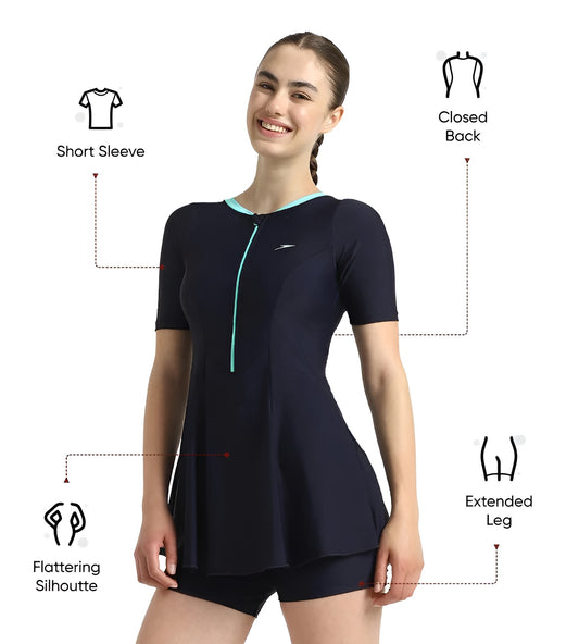 Speedo Women Closedback Sleeved With Boyleg