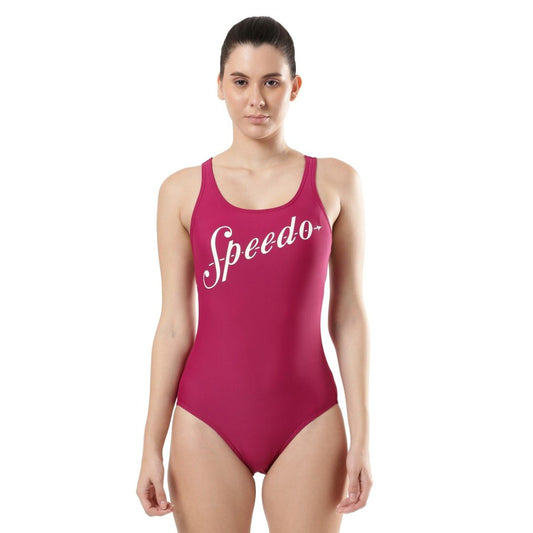 Speedo Women V-cut Heritage Logo Racerback One Piece Swimwear