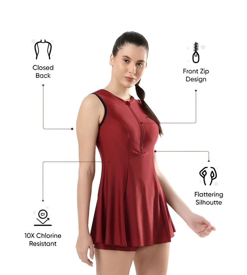 Speedo Women's Endura Brite CloseBack SwimDress with BoyLeg
