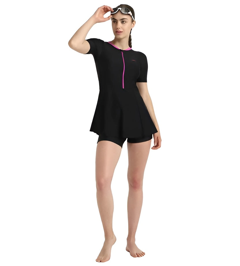 Speedo Women Closedback Sleeved Swimdress With Boyleg