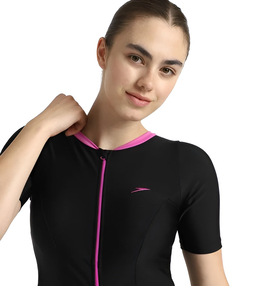 Speedo Women Closedback Sleeved Swimdress With Boyleg