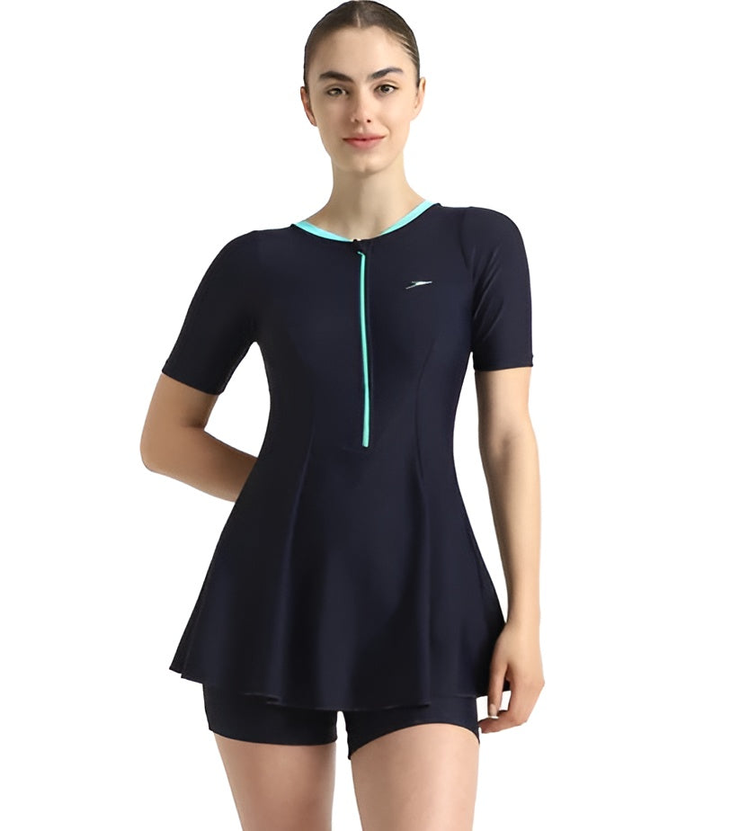 Speedo Women Closedback Sleeved With Boyleg