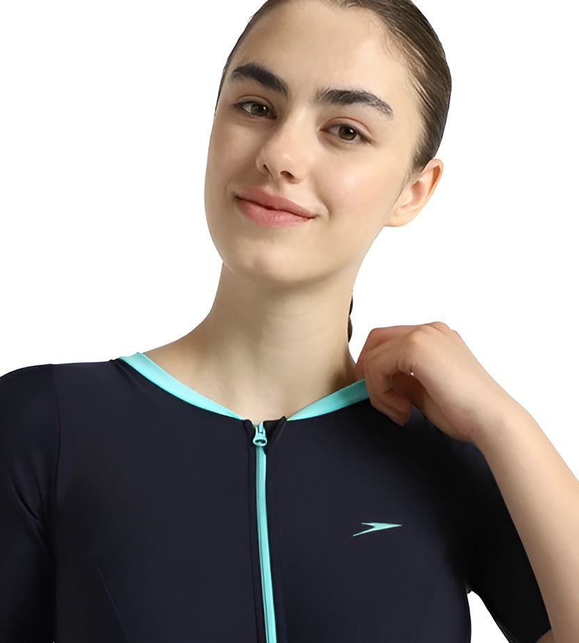 Speedo Women Closedback Sleeved With Boyleg