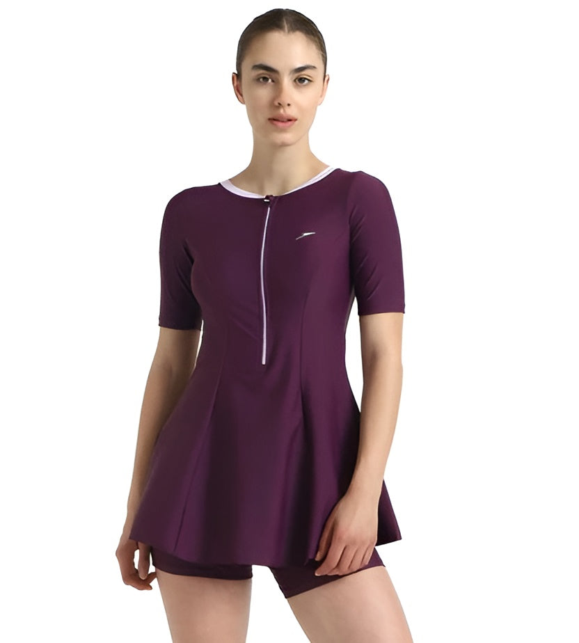 Speedo Enduraflex Closeback Sleeved Swimdress with  Boyleg