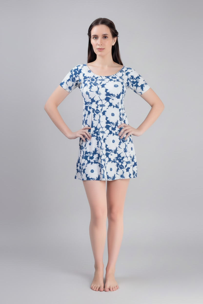 Lobster Halfsleeve Printed Frockstyle Swimmwear