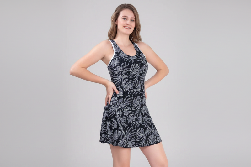 Lobster Printed Sleeveless Frock Style Swimwear